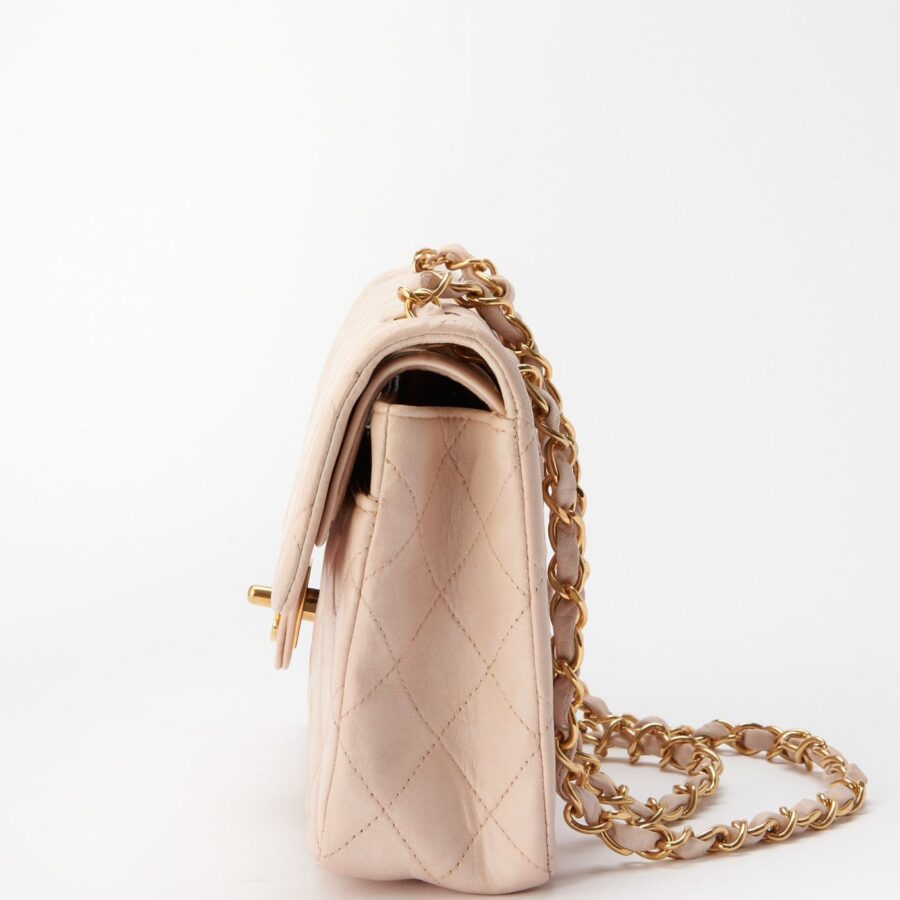 Chanel Classic Double Flap Bag Small - Powder Pink Quilted Leather | Studio Nafay