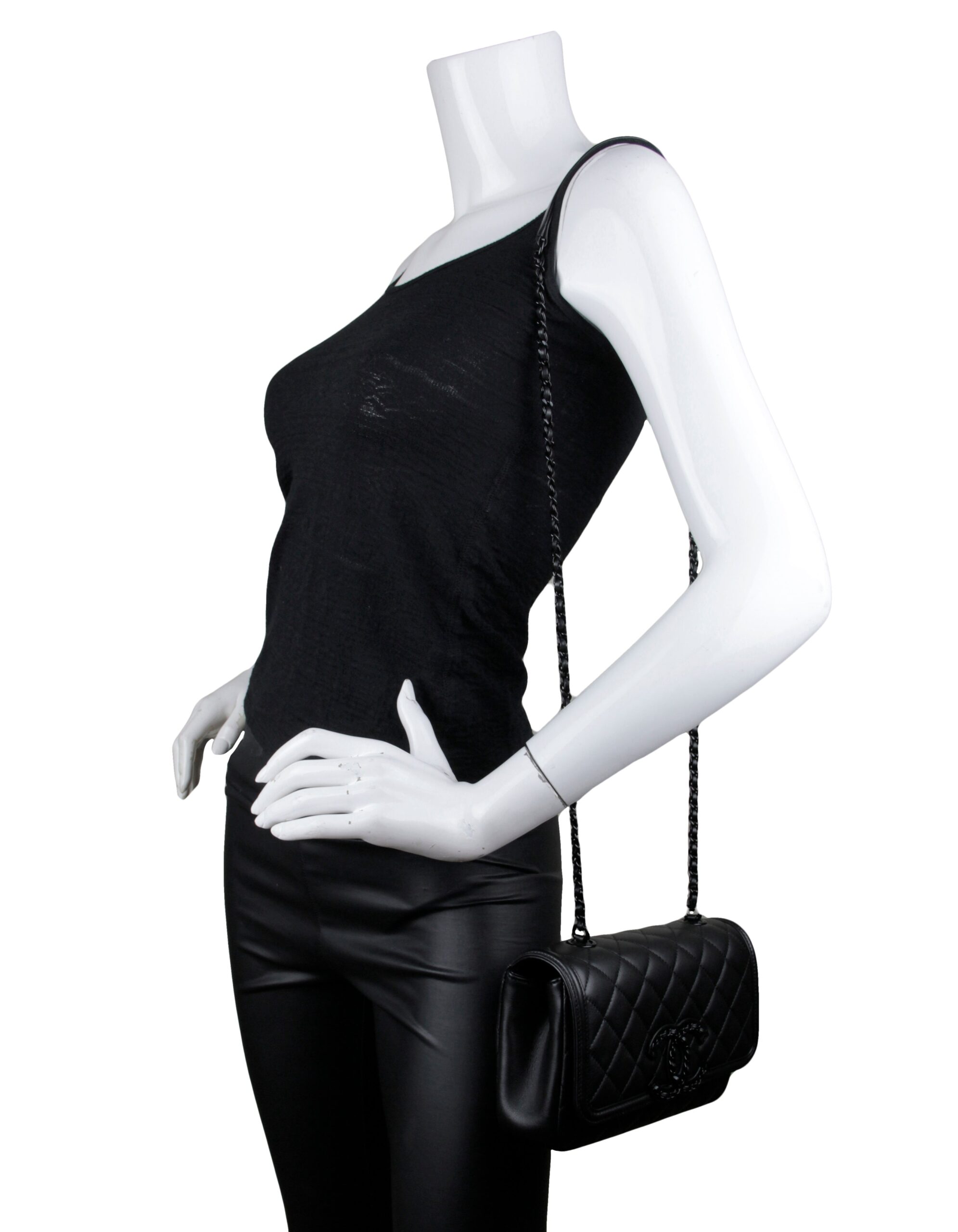 Chanel SO BLACK CC Small Filigree Flap Crossbody Bag