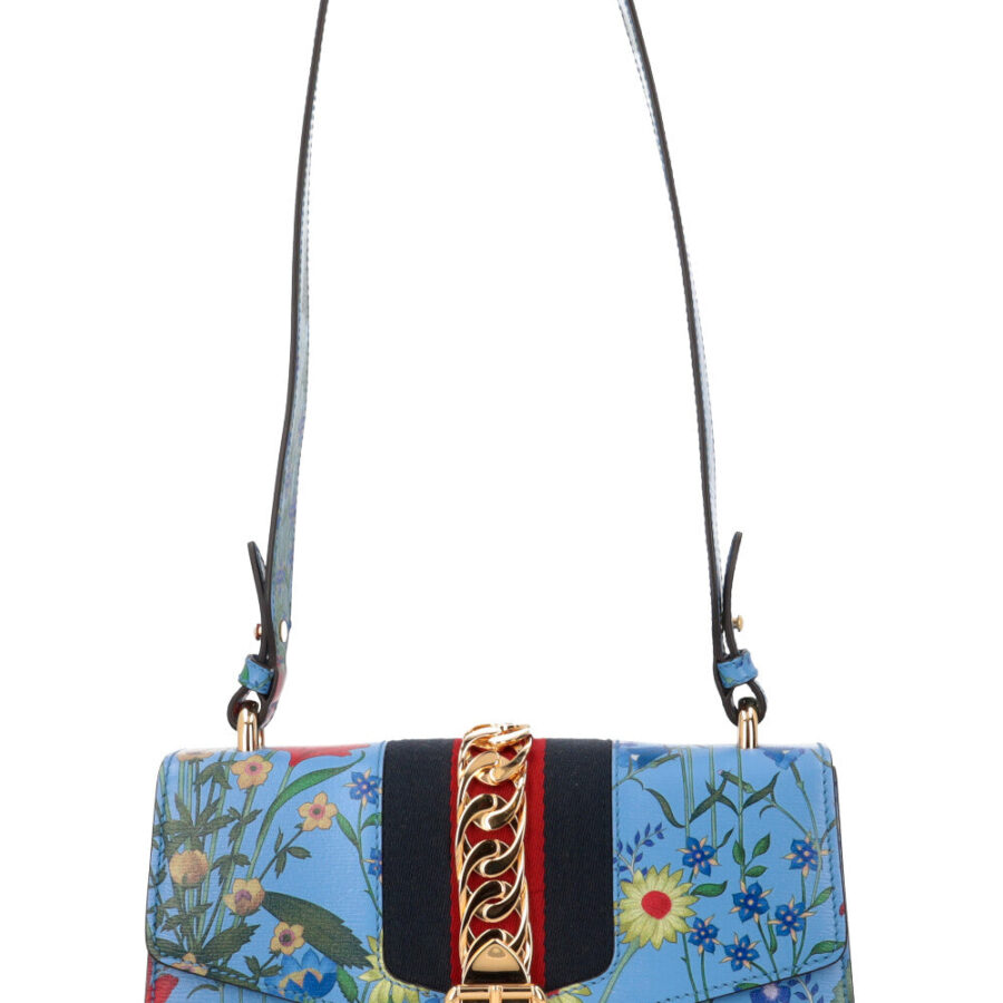 GUCCI Floral Mini Web Sylvie Shoulder Bag Blue | Studio Nafay