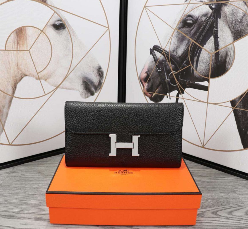 HM CLUTCH CONSTANCE 20.5 BLACK CALFSKIN SILVER HARDWARE | Studio Nafay
