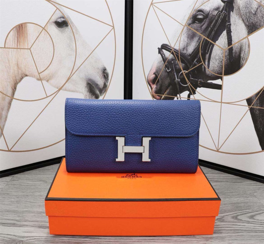 HM CLUTCH CONSTANCE 20.5 COBALT CALFSKIN SILVER HARDWARE | Studio Nafay