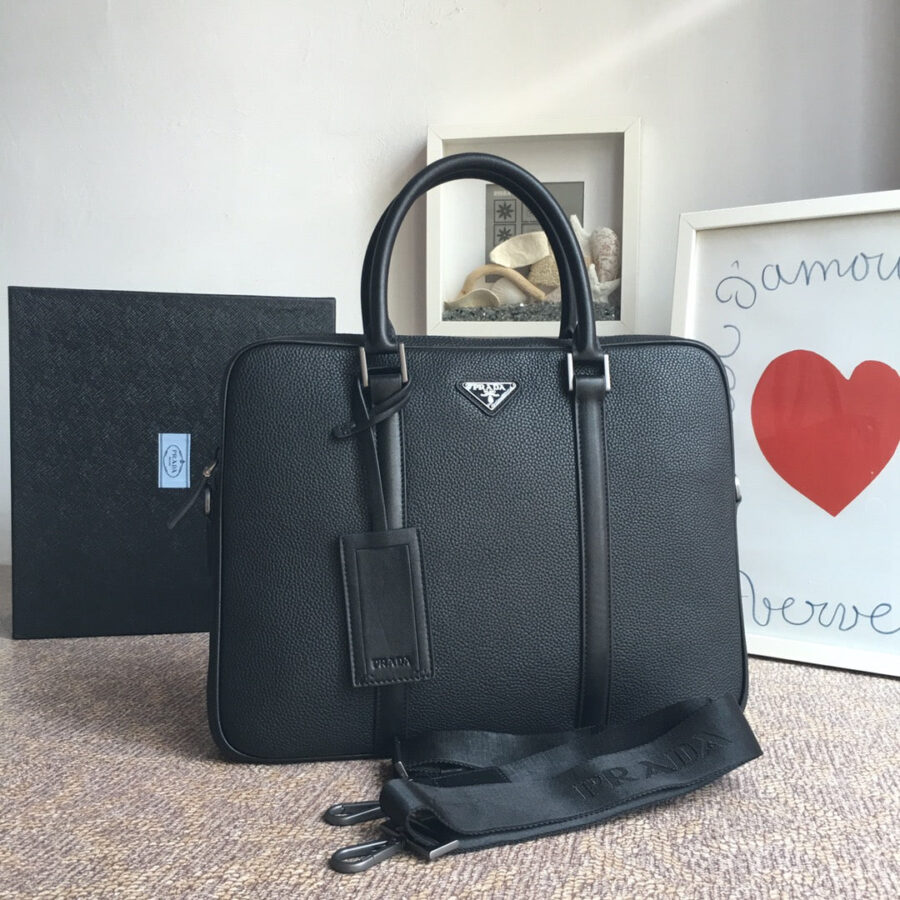 WORK BAG 36 IN BLACK GRAINED CALFSKIN | Studio Nafay