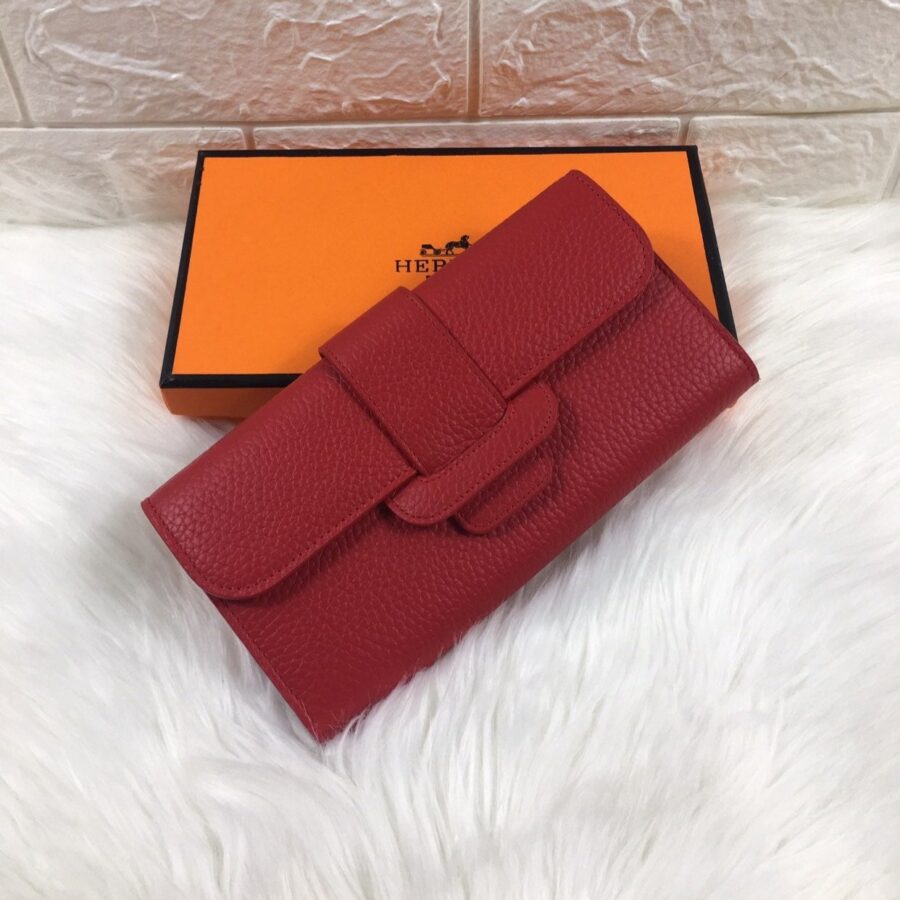 HM SNAP LOCK WALLET 19.5 RED GRAINED CALFSKIN | Studio Nafay