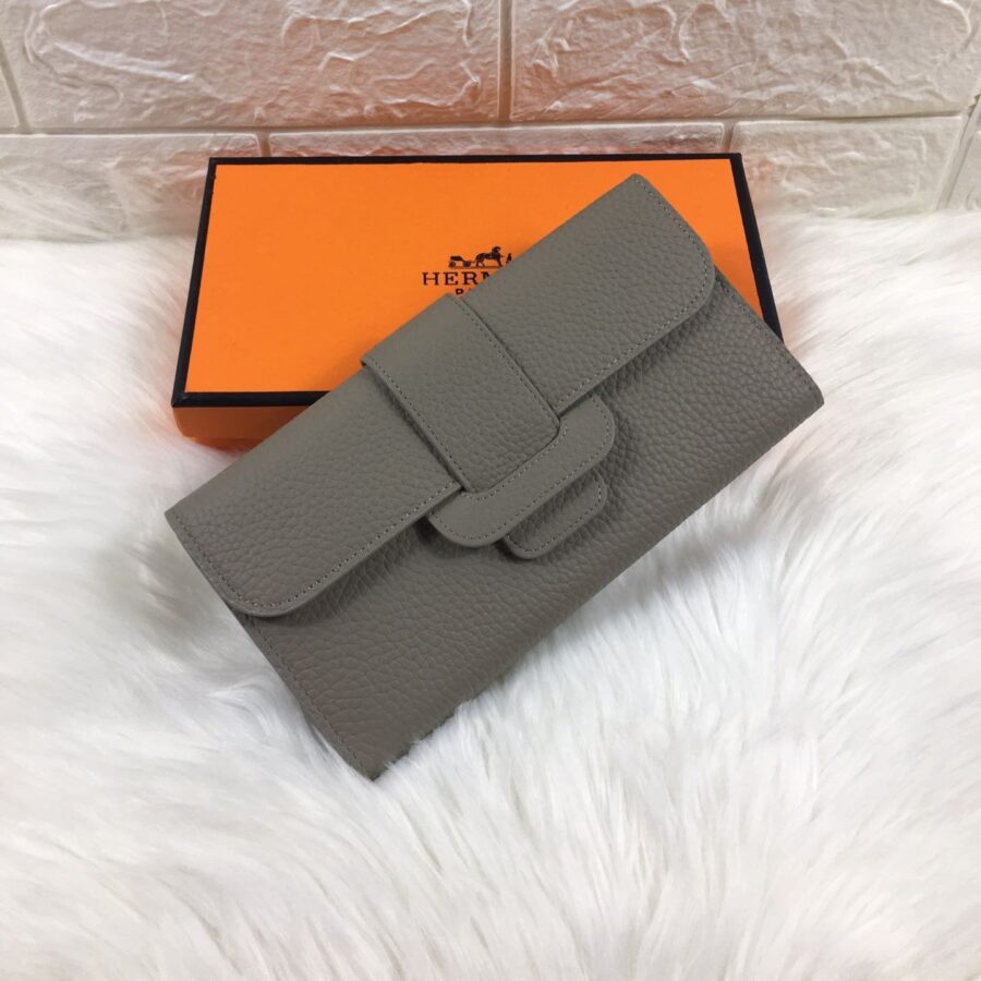 HM SNAP LOCK WALLET 19.5 GRAY GRAINED CALFSKIN | Studio Nafay