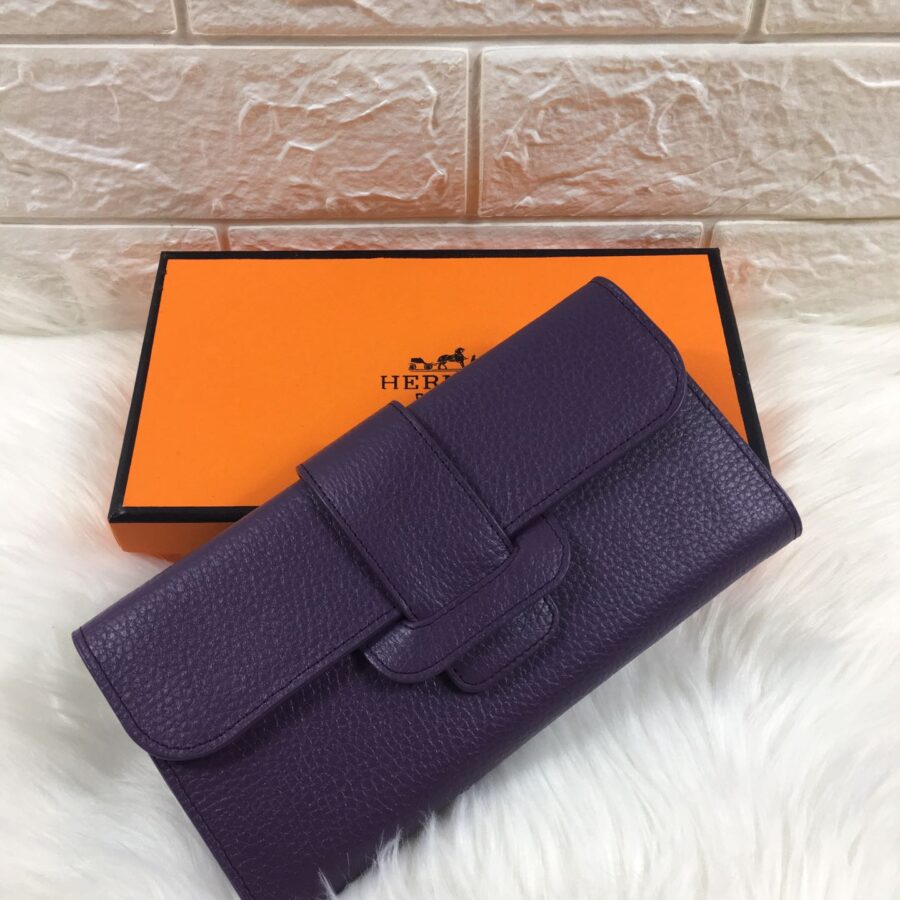 HM SNAP LOCK WALLET 19.5 EGGPLANT GRAINED CALFSKIN | Studio Nafay