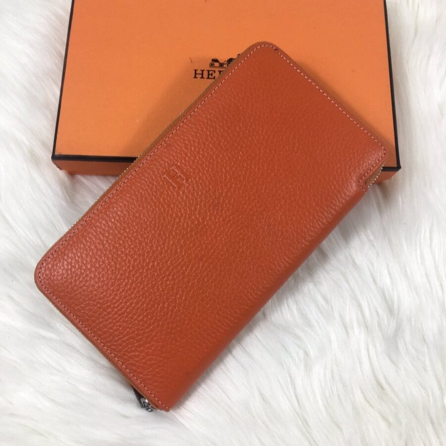 HM SILK'IN CLASSIC WALLET 20 ORANGE GRAINED CALFSKIN | Studio Nafay
