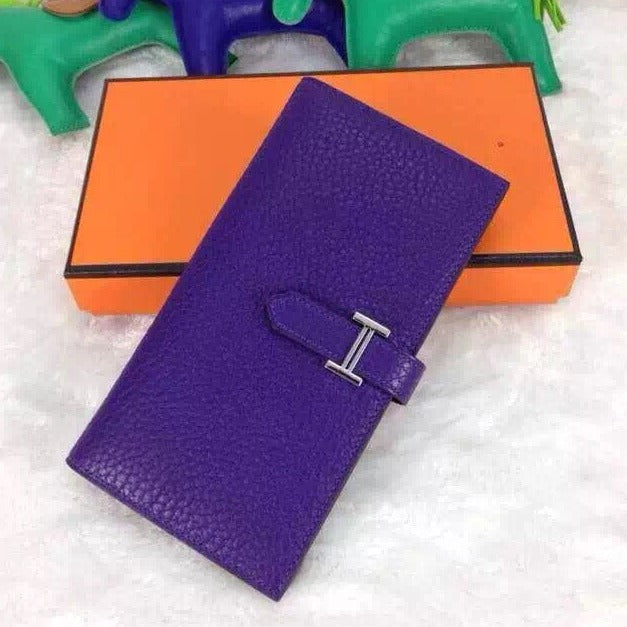 HM BEARN WALLET 17.5 PURPLE TOGO SILVER HARDWARE | Studio Nafay