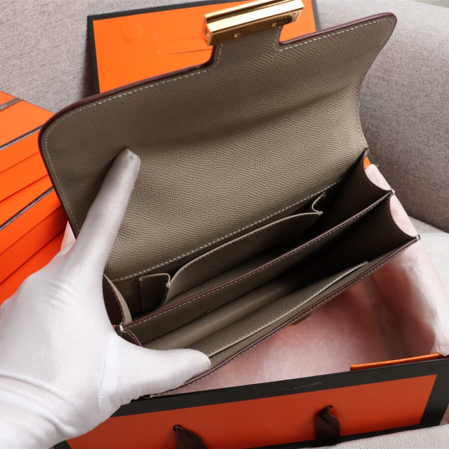 HM CONSTANCE BAGS 19 KHAKI EPSOM GOLD HARDWARE | Studio Nafay