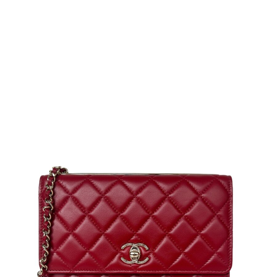 Chanel NEW Red Lambskin Quilted Trendy CC Wallet On Chain WOC Bag | Studio Nafay