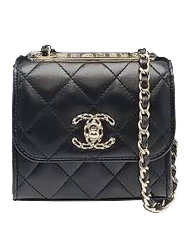Trendy CC Logo Lambskin Chain Mini Bag Black Chanel