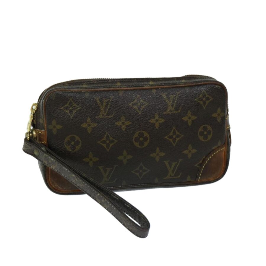 Monogram Canvas Clutch Bag with Dragonne Strap | Studio Nafay