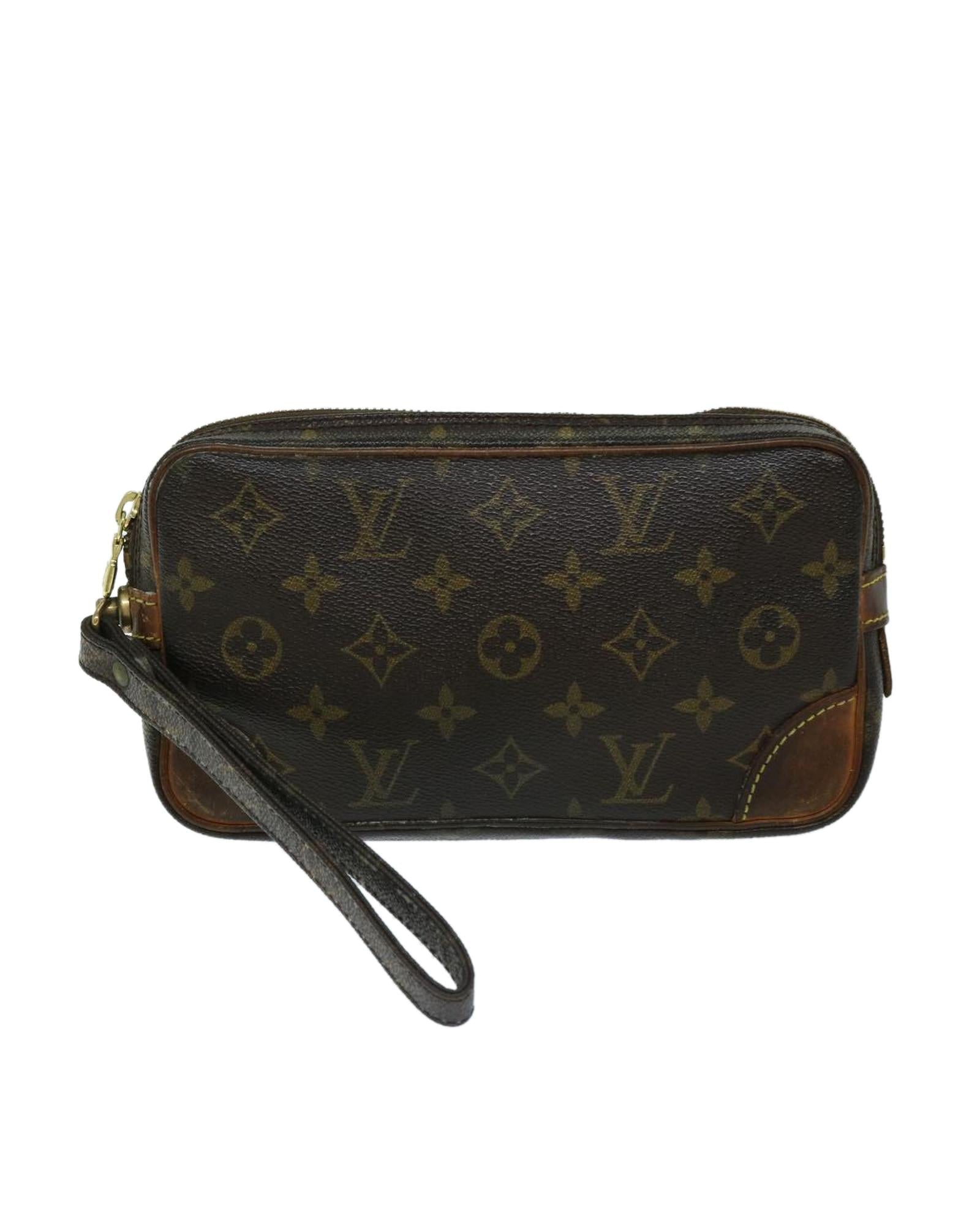 Monogram Canvas Clutch Bag with Dragonne Strap