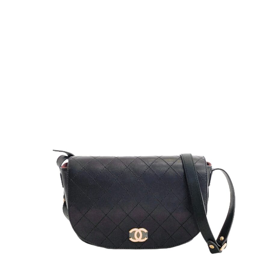 CHANEL CC BLACK SADDLE TYPE MESSENGER Handbag | Studio Nafay
