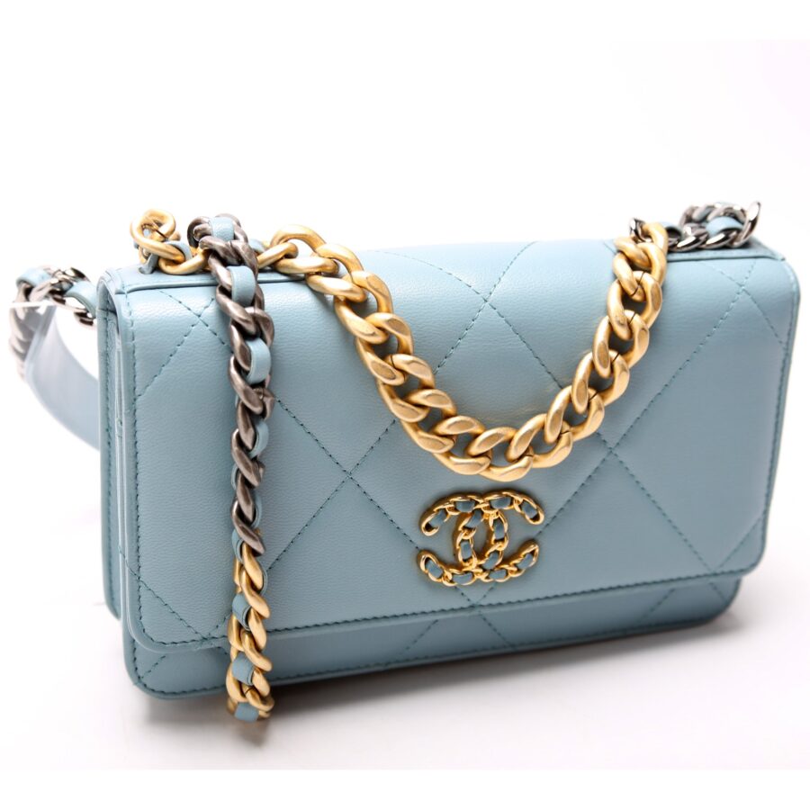 Chanel 19 WOC Quilted Lambskin 29M Blue | Studio Nafay
