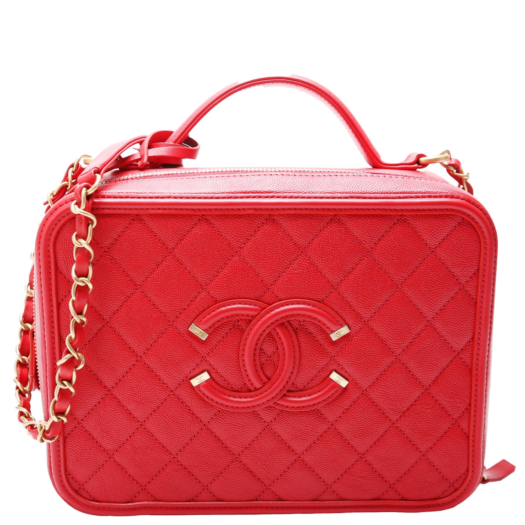 Chanel Filigree Vanity Case Large 25M Red