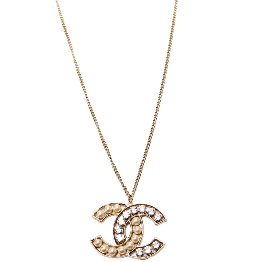 Chanel CC Pearl/Crystal Large Pendant Gold | Studio Nafay