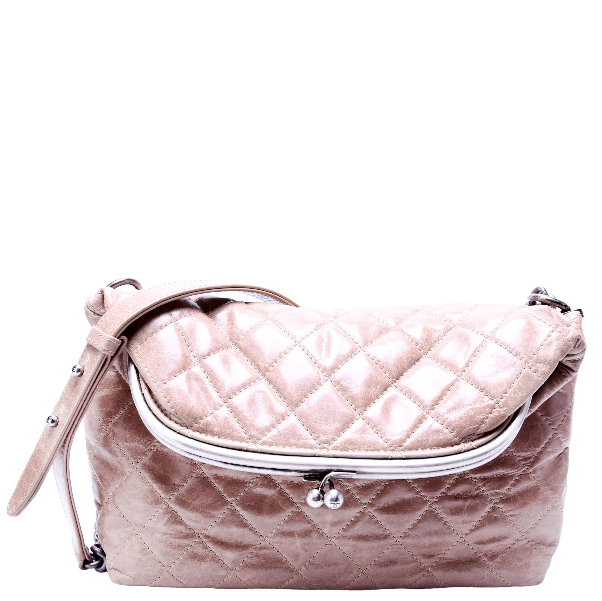 Chanel Tabatiere Kisslock Fold Over Quilted Aged Calfskin Bag 21M Brown