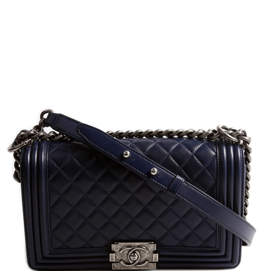 Chanel Medium Lambskin Navy Shoulder Bag | Studio Nafay