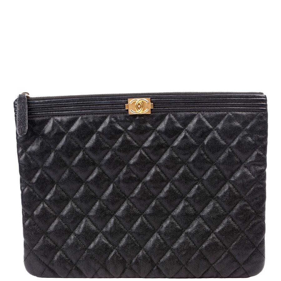 Chanel O Case Boy Medium Caviar Black | Studio Nafay