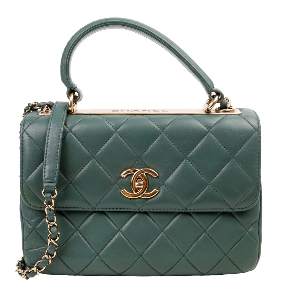 Chanel Trendy Top Handle Medium Lambskin 26M Green | Studio Nafay