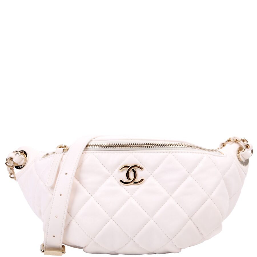 Chanel Matelasse Waist Chain Lambskin RFID White | Studio Nafay