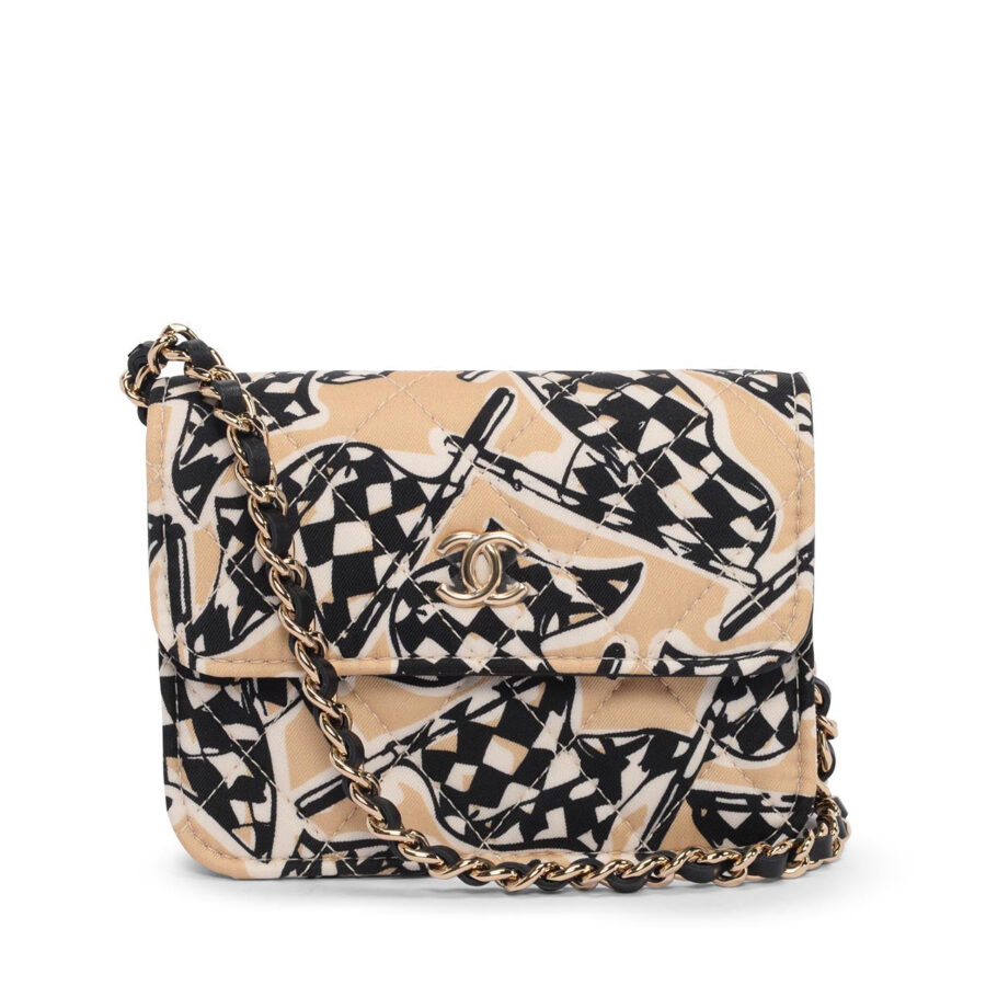 Chanel Beige Checkered Flag Print Bag | Studio Nafay