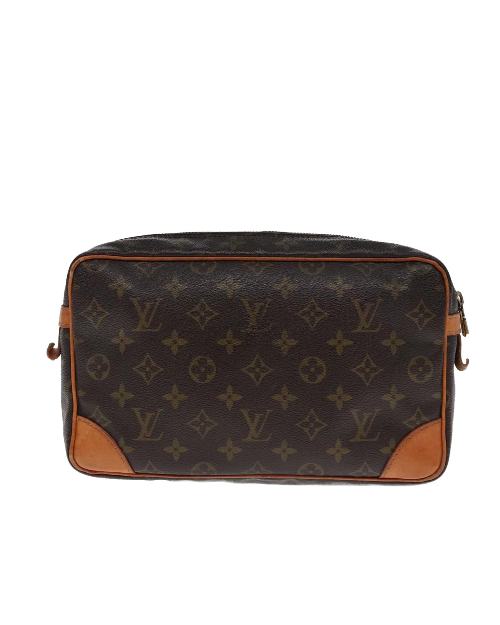 Monogram Canvas Clutch Bag with Multiple Compartments
