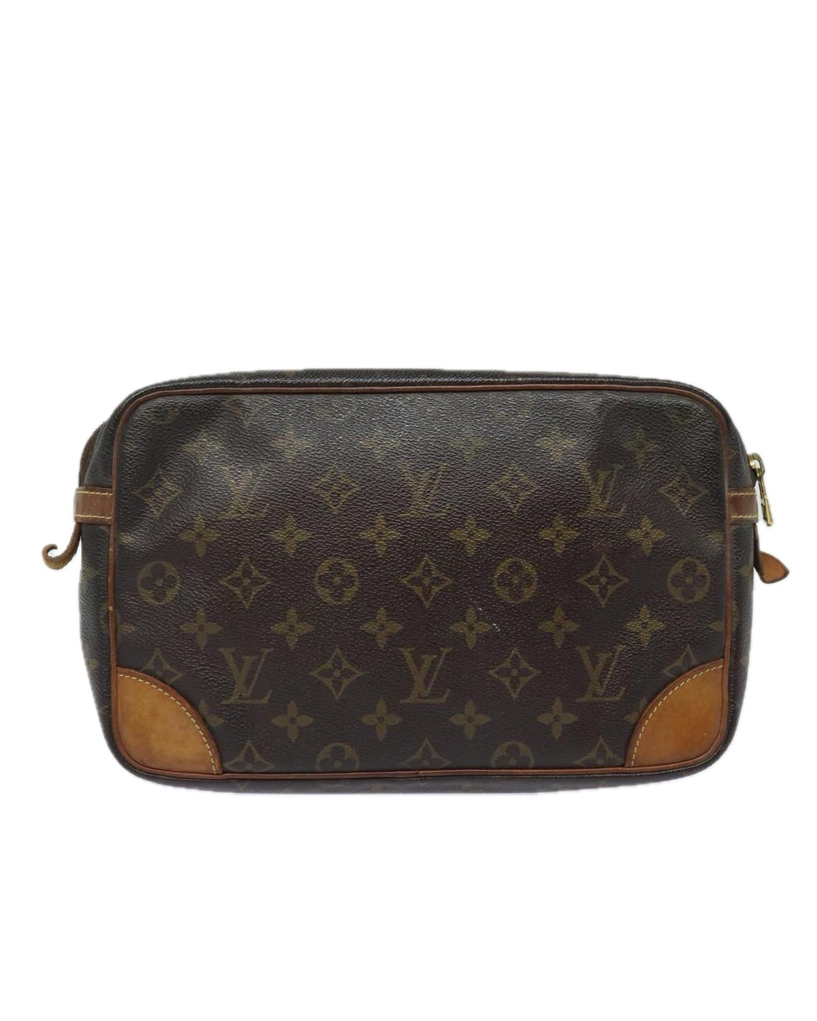 Monogram Canvas Clutch Bag with YKK Zipper