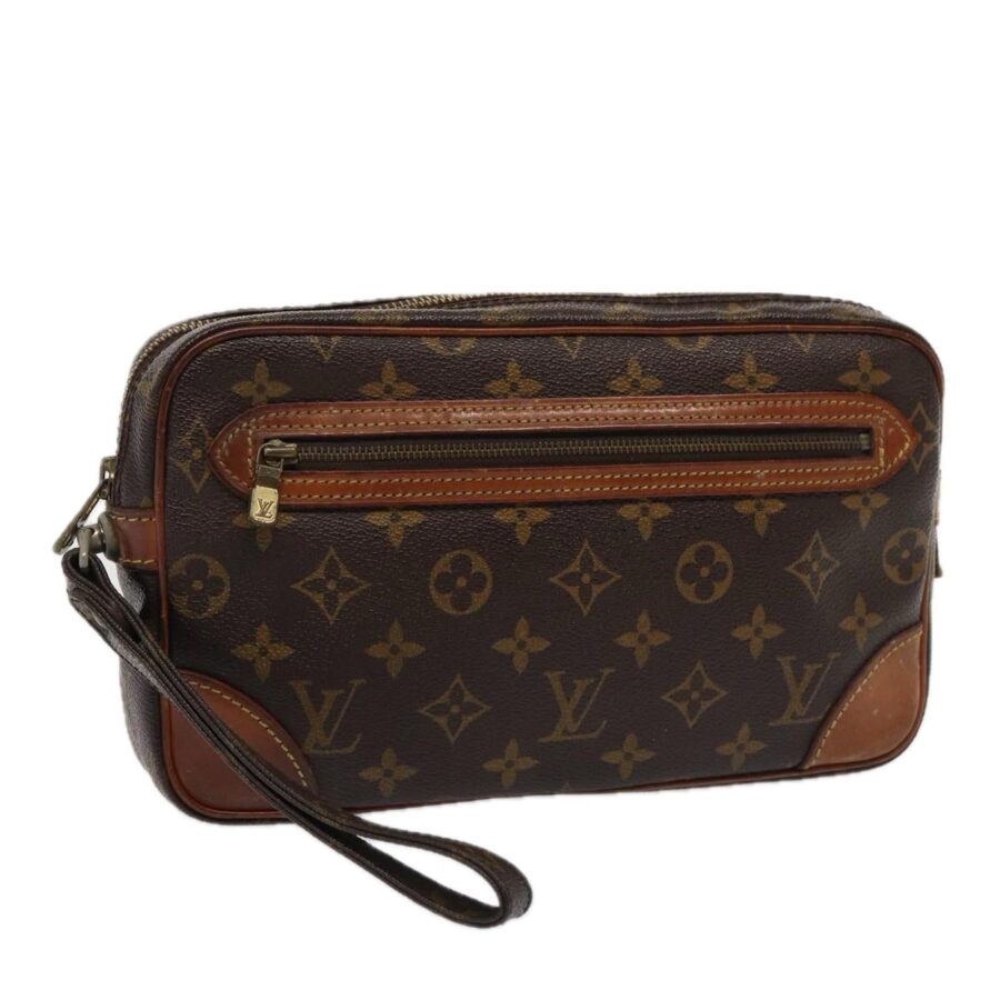 Monogram Canvas Clutch Bag with Wrist Strap | Studio Nafay