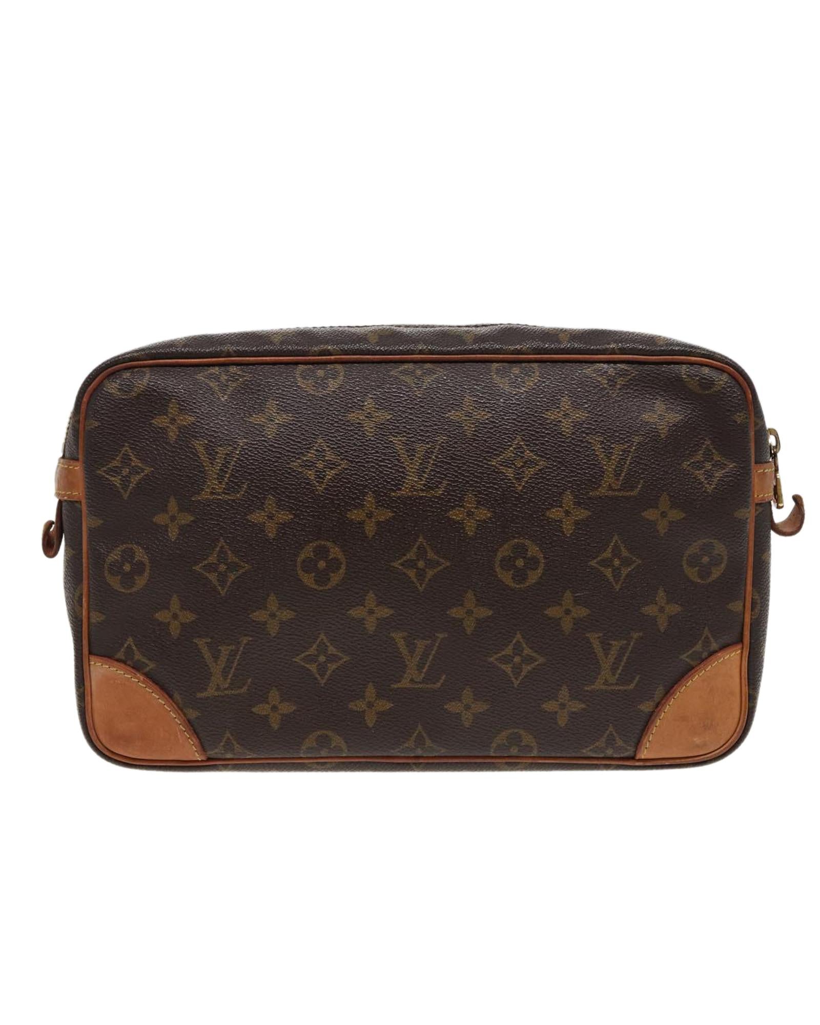 Monogram Canvas Clutch Bag with Multiple Pockets