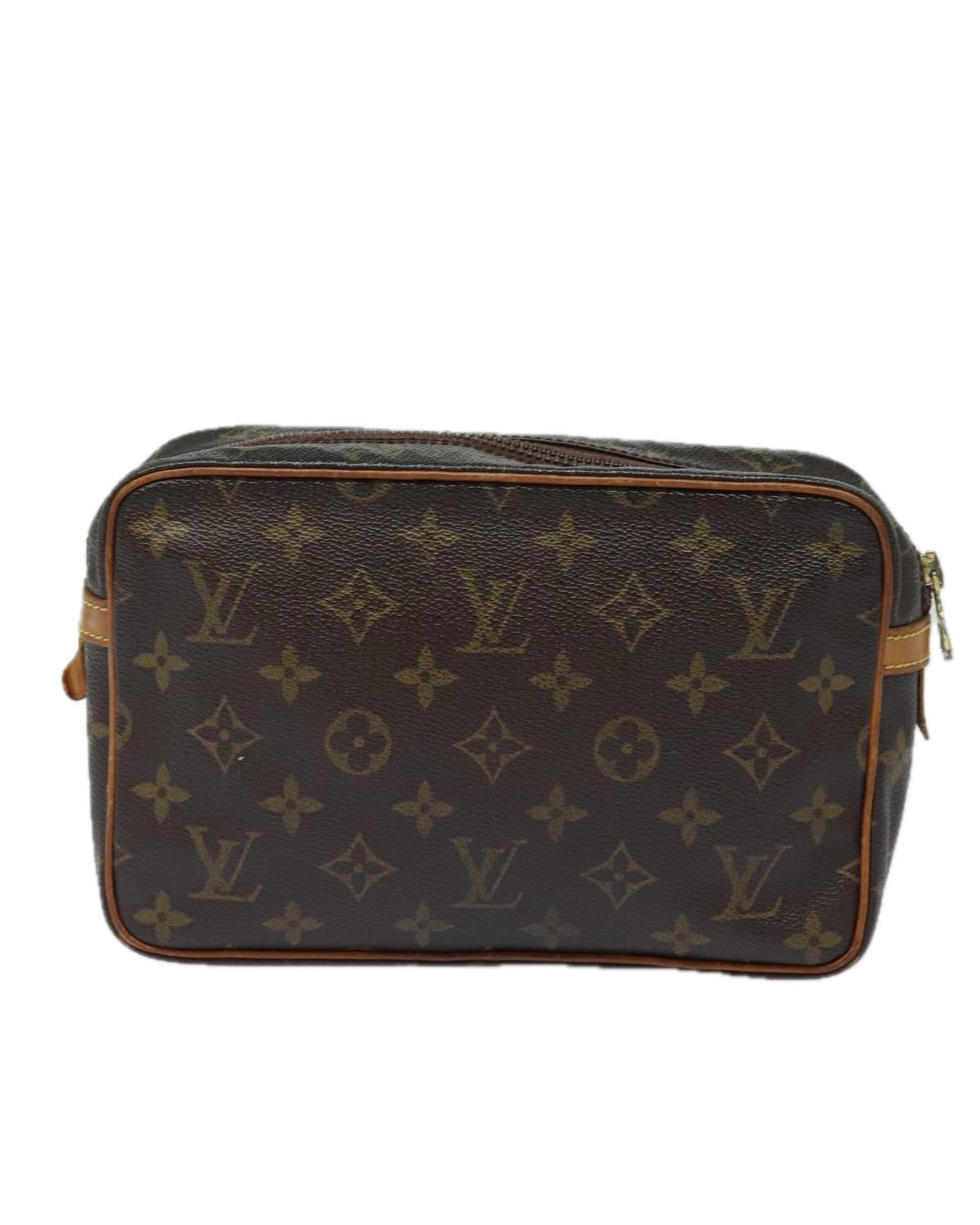 Monogram Canvas Clutch Bag with Multiple Pockets