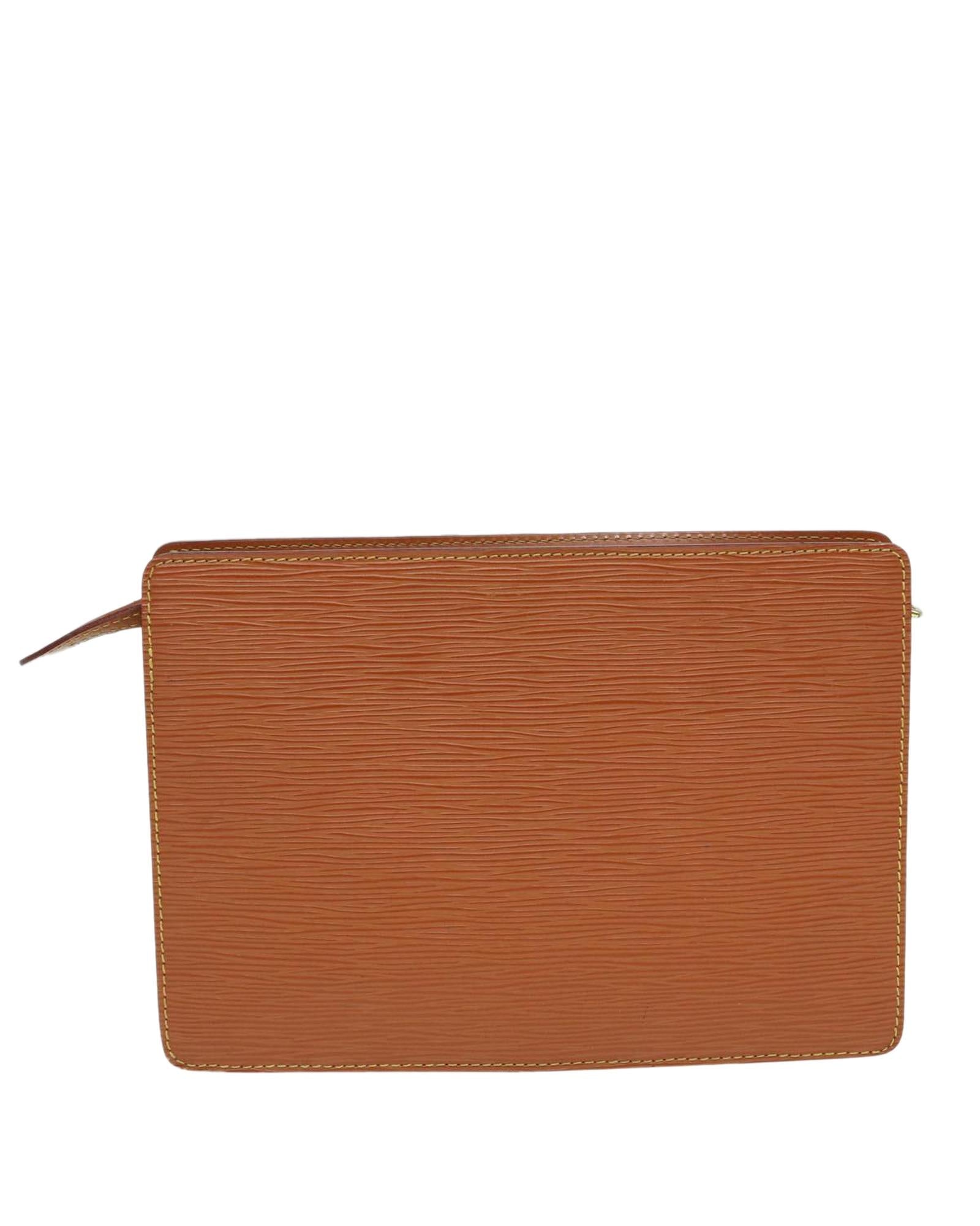 Epi Leather Pochette Clutch Bag with Zip Detail