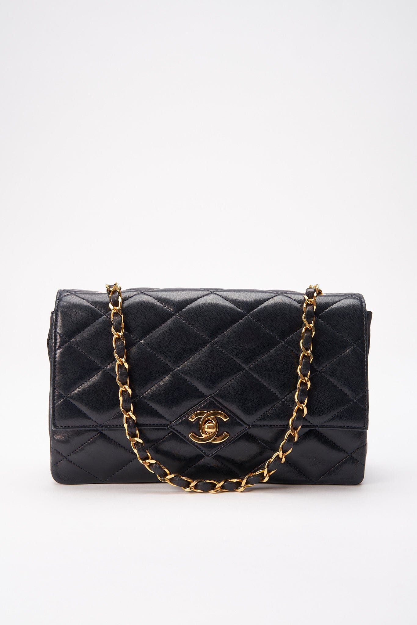 Chanel Single Flap Crossbody with 24K Gold Plated Hardware – Navy