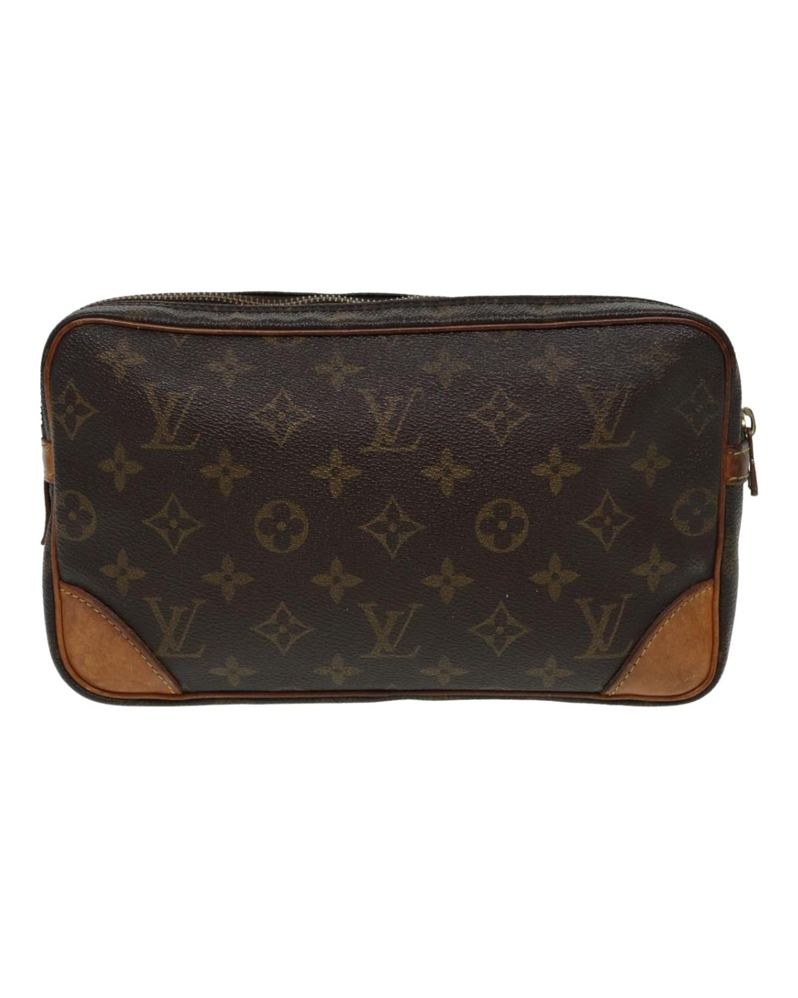 Monogram Canvas Clutch Bag with Storage Odor and Missing Strap