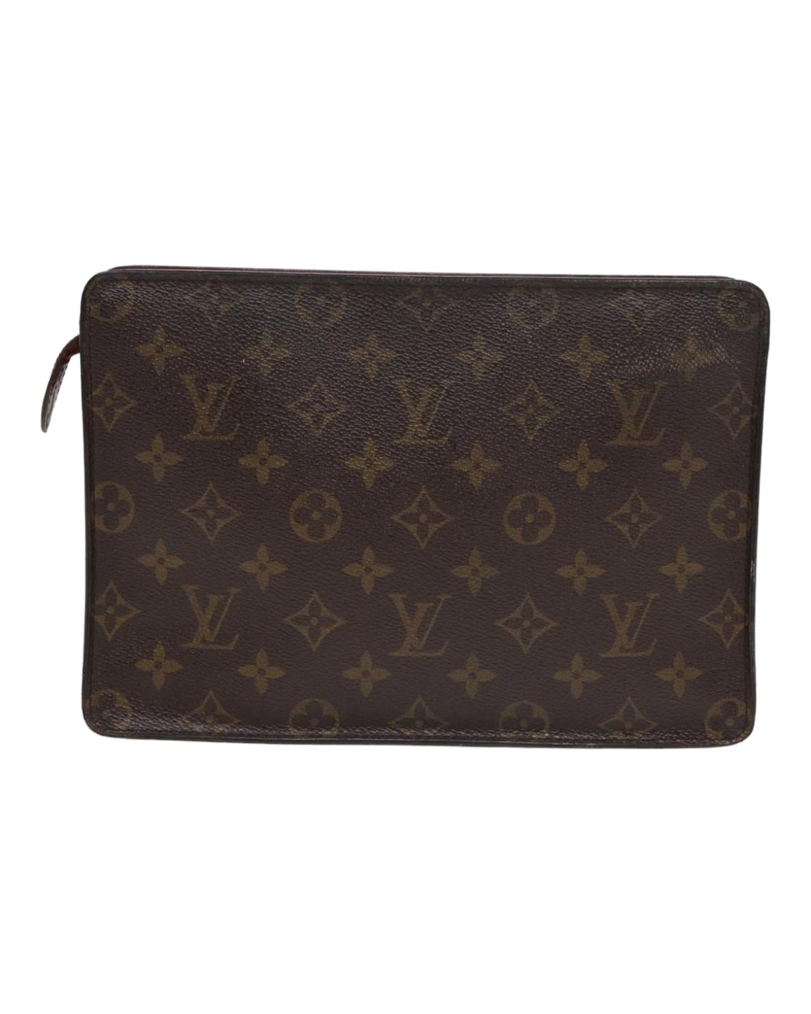 Monogram Canvas Clutch Bag with Storage Compartment