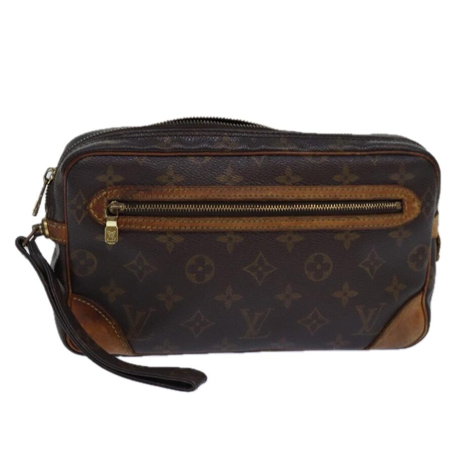 Monogram Canvas Leather Clutch Bag | Studio Nafay