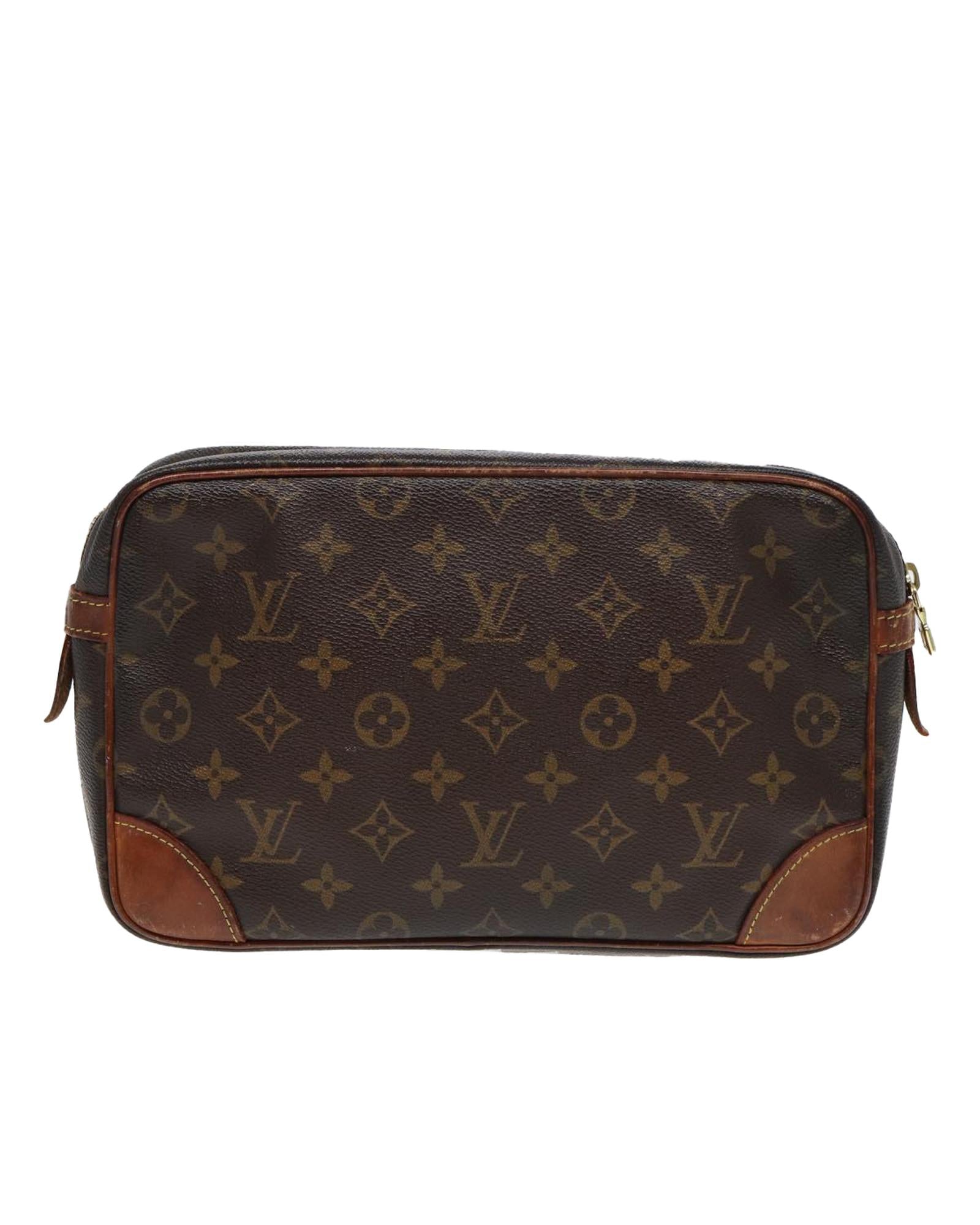 Monogram Canvas Clutch Bag with Storage Odor
