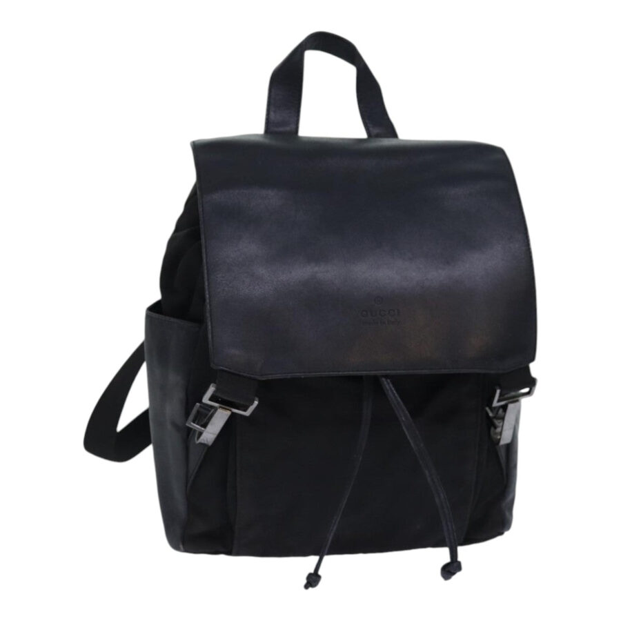 Small Backpack Black Leather Nylon | Studio Nafay