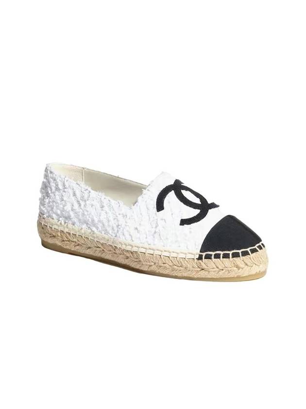 CC Logo Cotton Tweed Grosgrain Espadrilles Black White Chanel | Studio Nafay