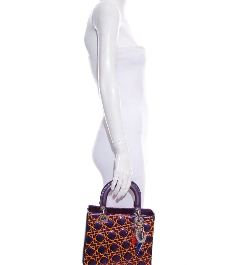 Lady Dior Medium Anselm Reyle Cannage Purple & Orange Tote | Studio Nafay