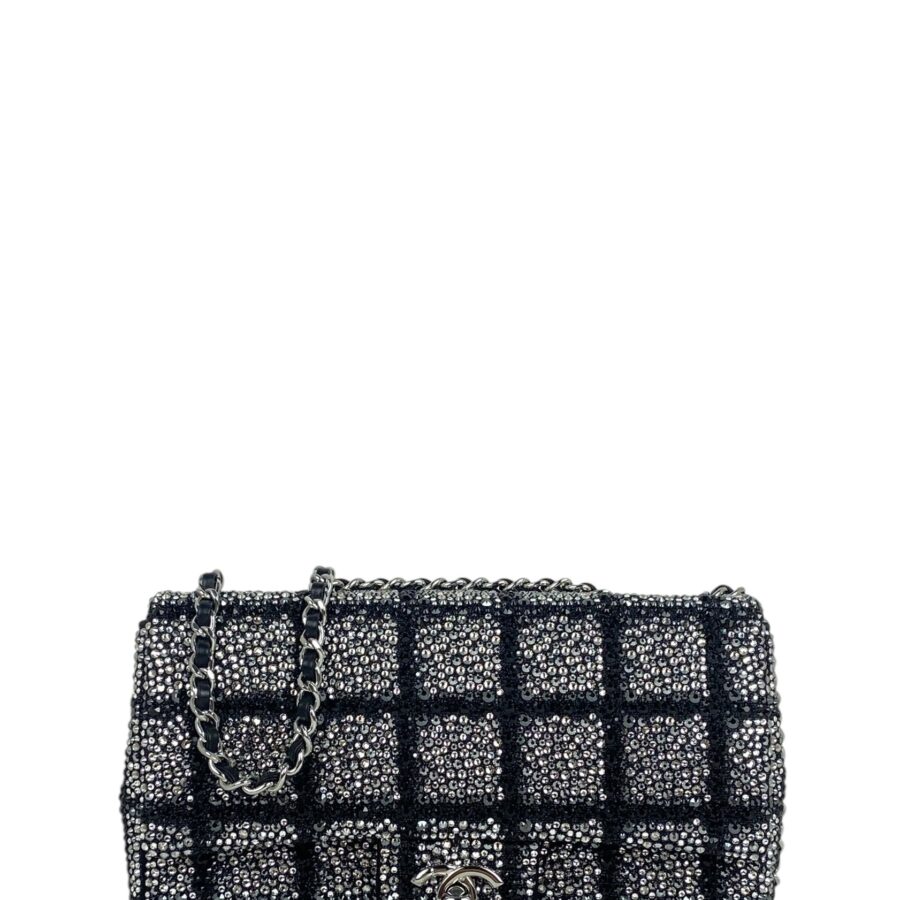 Chanel Black and Silver Strass Crystal Small Flap Bag | Studio Nafay