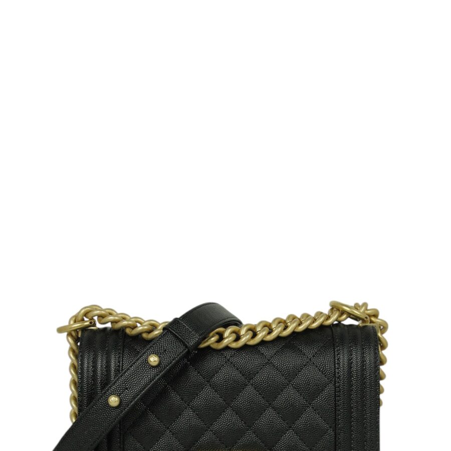 Chanel Black Caviar Leather Small Boy Bag | Studio Nafay