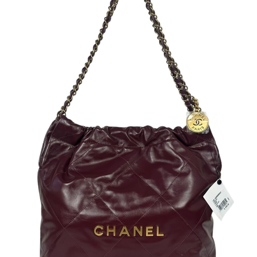 Chanel Burgundy Leather Quilted Chanel 22 Tote Bag | Studio Nafay