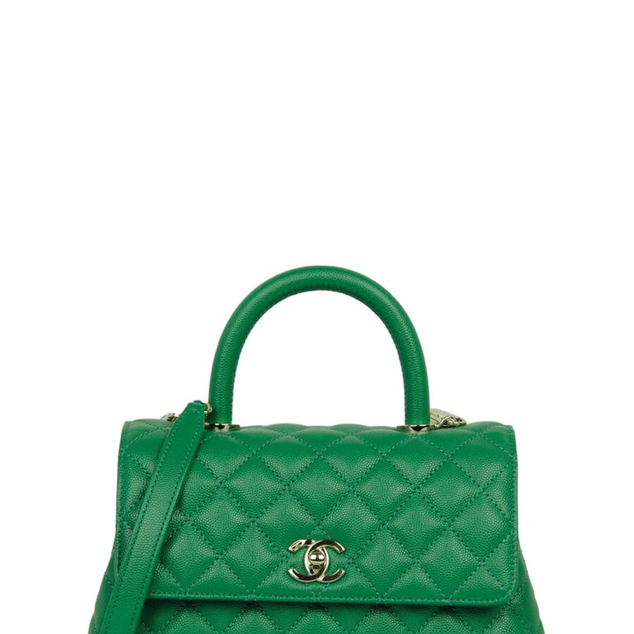 Chanel Green Caviar Mini Coco Handle Flap Bag | Studio Nafay