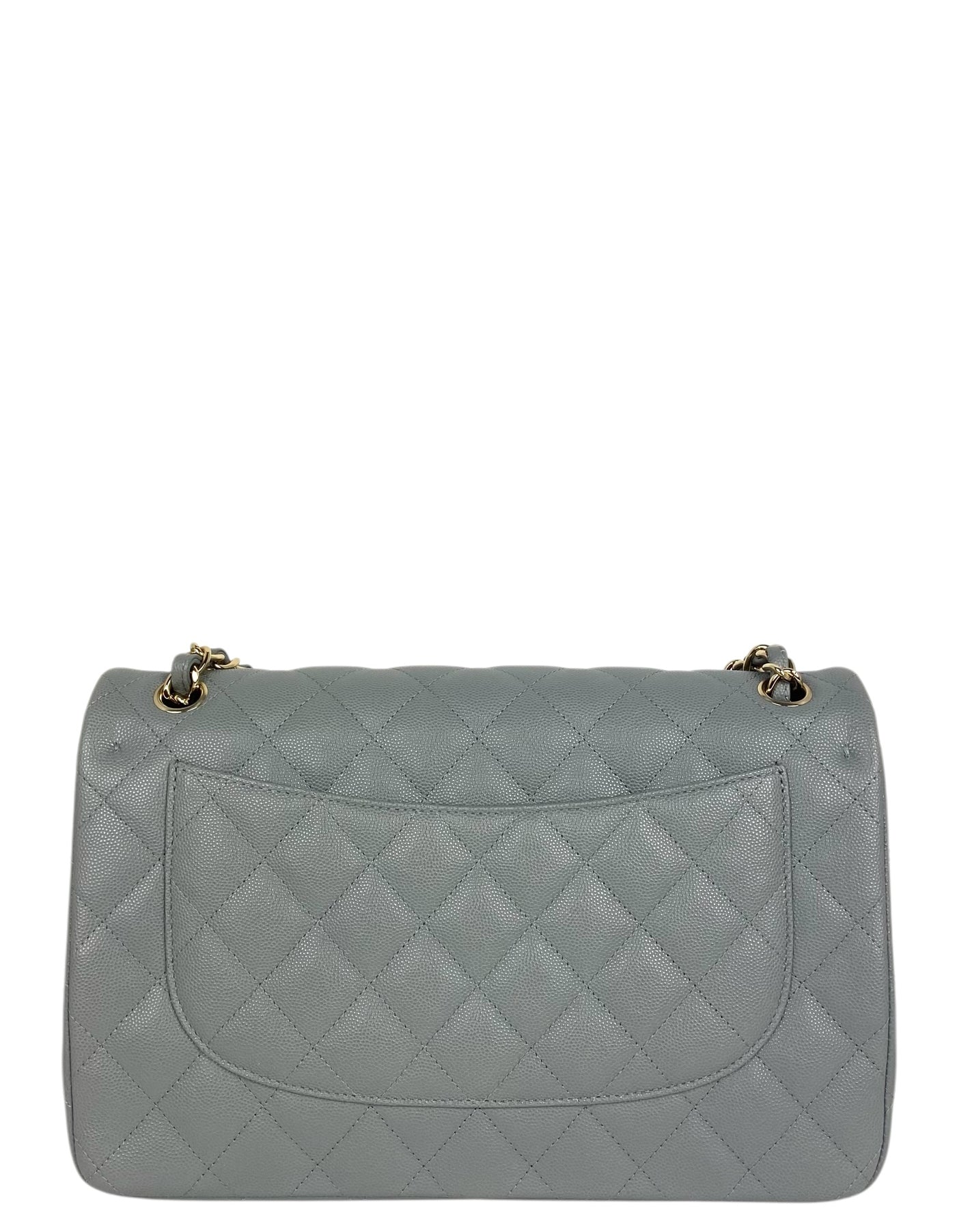 Chanel Grey Caviar Classic Double Flap Jumbo Bag