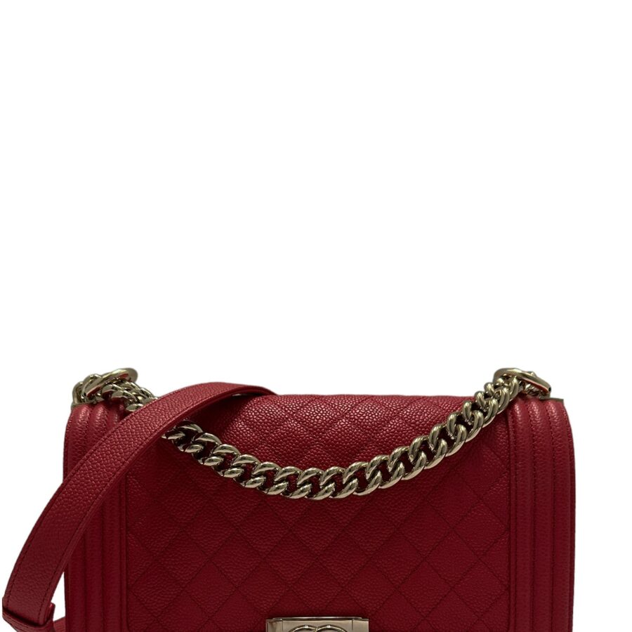 Chanel Red Caviar Leather Quilted Medium Boy Bag | Studio Nafay