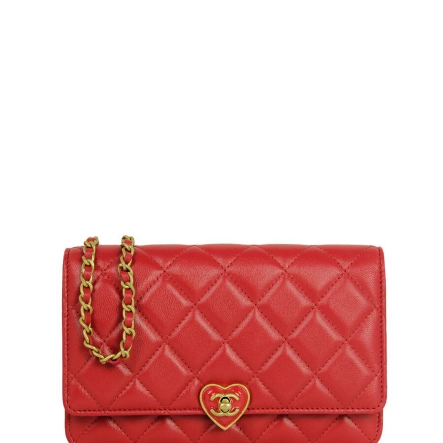 Chanel NEW Red Lambskin CC Heart WOC Crossbody | Studio Nafay