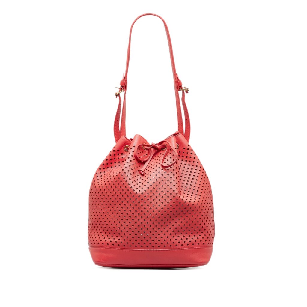 Red Louis Vuitton x Sofia Coppola Flore Perforated Noe Bucket Bag - Product Image 2