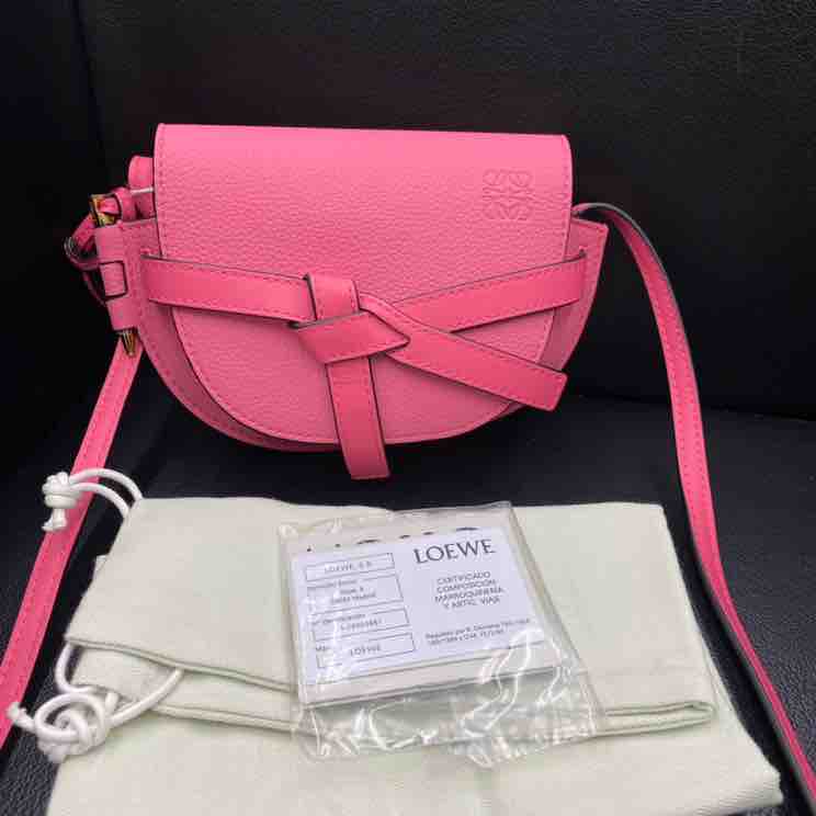 Loewe Mini Gate Crossbody Bag, Pink Leather | Studio Nafay