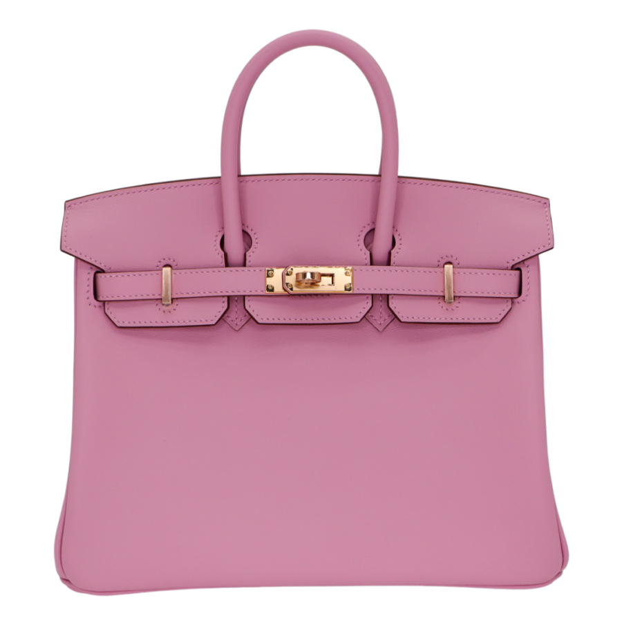 Hermes25cm Birkin Mauve Sylvestre Swift Leather Rose Gold Hardware | Studio Nafay